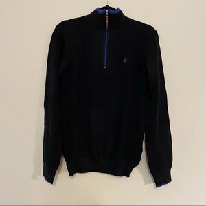 Paul Parker black quarter zip blue detail sweater sz.M